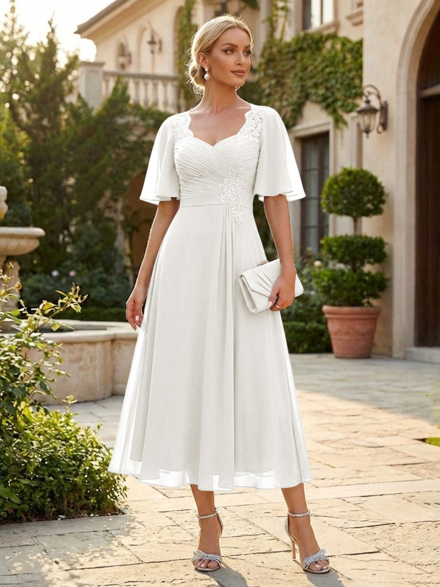 Chiffon A-Line/Princess Sweetheart Tea-Length Mother of the Bride & Groom Dresses for Women