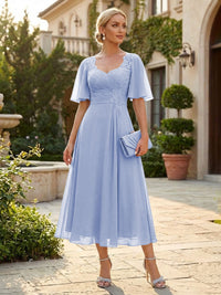Chiffon A-Line/Princess Sweetheart Tea-Length Mother of the Bride & Groom Dresses for Women