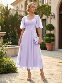 Chiffon A-Line/Princess Sweetheart Tea-Length Mother of the Bride & Groom Dresses for Women