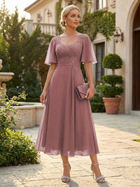 Chiffon A-Line/Princess Sweetheart Tea-Length Mother of the Bride & Groom Dresses for Women