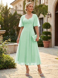 Chiffon A-Line/Princess Sweetheart Tea-Length Mother of the Bride & Groom Dresses for Women