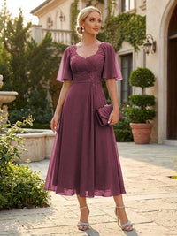 Chiffon A-Line/Princess Sweetheart Tea-Length Mother of the Bride & Groom Dresses for Women