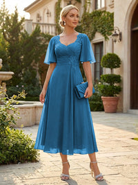 Chiffon A-Line/Princess Sweetheart Tea-Length Mother of the Bride & Groom Dresses for Women