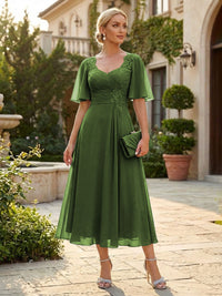 Chiffon A-Line/Princess Sweetheart Tea-Length Mother of the Bride & Groom Dresses for Women