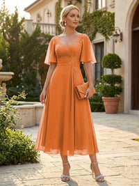 Chiffon A-Line/Princess Sweetheart Tea-Length Mother of the Bride & Groom Dresses for Women