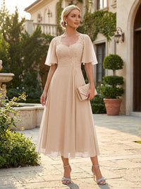 Chiffon A-Line/Princess Sweetheart Tea-Length Mother of the Bride & Groom Dresses for Women