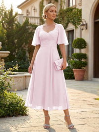 Chiffon A-Line/Princess Sweetheart Tea-Length Mother of the Bride & Groom Dresses for Women