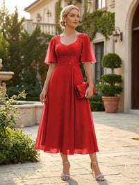 Chiffon A-Line/Princess Sweetheart Tea-Length Mother of the Bride & Groom Dresses for Women