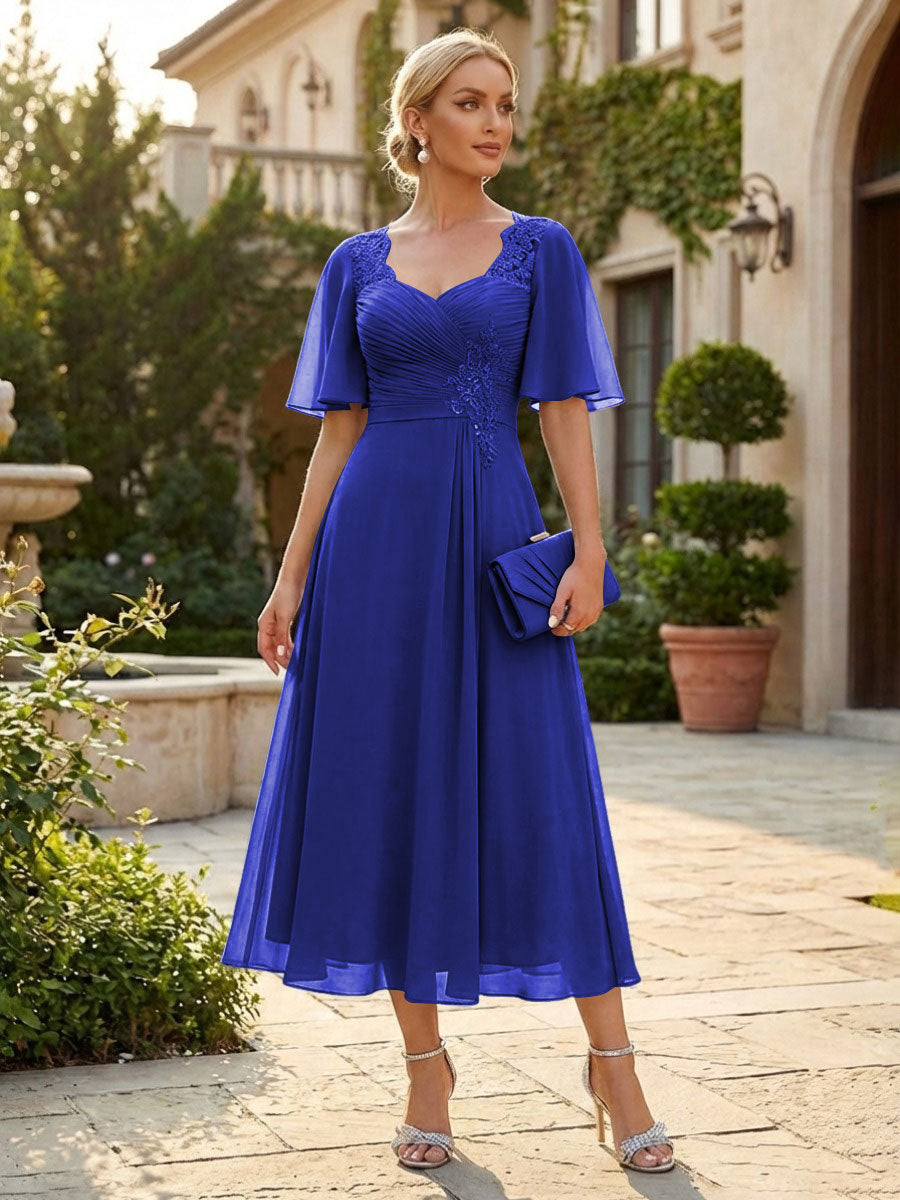 Chiffon A-Line/Princess Sweetheart Tea-Length Mother of the Bride & Groom Dresses for Women