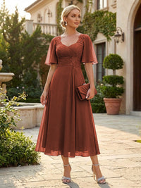Chiffon A-Line/Princess Sweetheart Tea-Length Mother of the Bride & Groom Dresses for Women