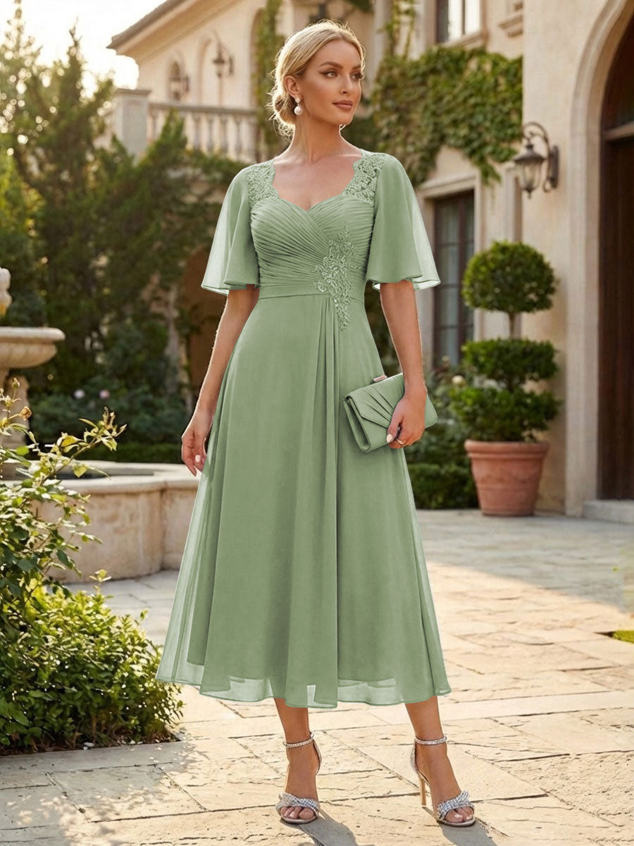 Chiffon A-Line/Princess Sweetheart Tea-Length Mother of the Bride & Groom Dresses for Women