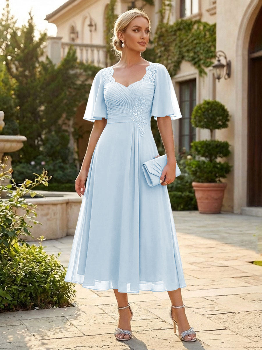 Chiffon A-Line/Princess Sweetheart Tea-Length Mother of the Bride & Groom Dresses for Women