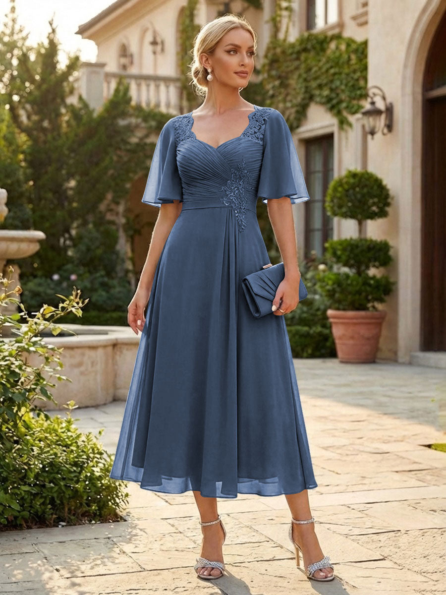Chiffon A-Line/Princess Sweetheart Tea-Length Mother of the Bride & Groom Dresses for Women