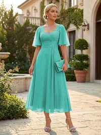 Chiffon A-Line/Princess Sweetheart Tea-Length Mother of the Bride & Groom Dresses for Women