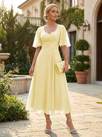 Chiffon A-Line/Princess Sweetheart Tea-Length Mother of the Bride & Groom Dresses for Women