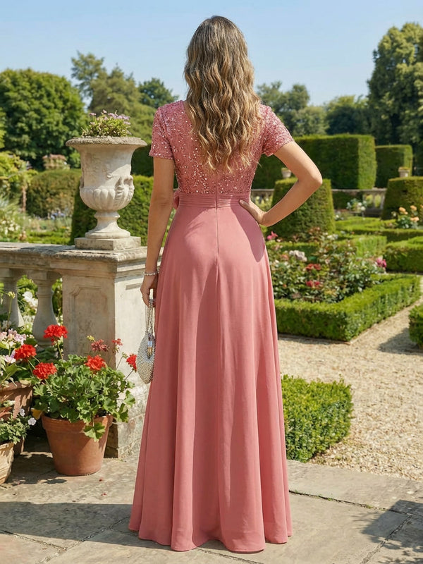 Chiffon A-Line/Princess V-Neck Floor-Length Mother of the Bride & Groom Dresses with Ruffles