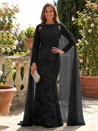 Chiffon Sheath/Column Square Neck Floor-Length Mother of the Bride & Groom Dresses with Cape