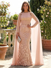 Chiffon Sheath/Column Square Neck Floor-Length Mother of the Bride & Groom Dresses with Cape