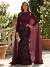 Chiffon Sheath/Column Square Neck Floor-Length Mother of the Bride & Groom Dresses with Cape