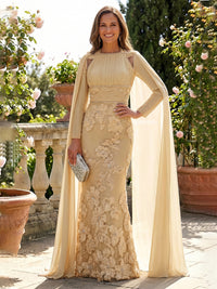 Chiffon Sheath/Column Square Neck Floor-Length Mother of the Bride & Groom Dresses with Cape