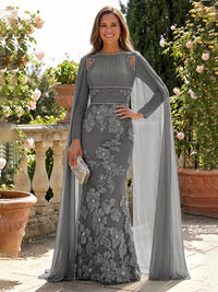 Chiffon Sheath/Column Square Neck Floor-Length Mother of the Bride & Groom Dresses with Cape