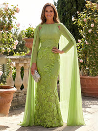 Chiffon Sheath/Column Square Neck Floor-Length Mother of the Bride & Groom Dresses with Cape