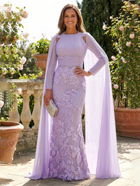 Chiffon Sheath/Column Square Neck Floor-Length Mother of the Bride & Groom Dresses with Cape
