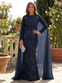 Chiffon Sheath/Column Square Neck Floor-Length Mother of the Bride & Groom Dresses with Cape