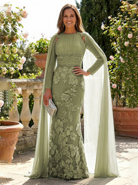 Chiffon Sheath/Column Square Neck Floor-Length Mother of the Bride & Groom Dresses with Cape