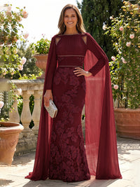 Chiffon Sheath/Column Square Neck Floor-Length Mother of the Bride & Groom Dresses with Cape