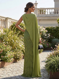 Sequin Sheath/Column One Shoulder Floor-Length Mother of the Bride & Groom Dresses with Cape