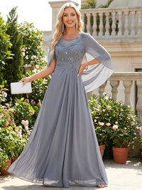 Chiffon Sheath/Column Scoop Neck Floor-Length Mother of the Bride & Groom Dresses with Lace Appliques