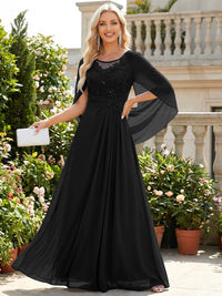 Chiffon Sheath/Column Scoop Neck Floor-Length Mother of the Bride & Groom Dresses with Lace Appliques