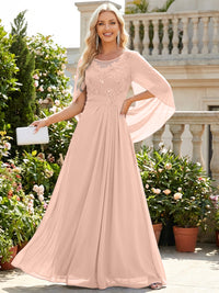 Chiffon Sheath/Column Scoop Neck Floor-Length Mother of the Bride & Groom Dresses with Lace Appliques