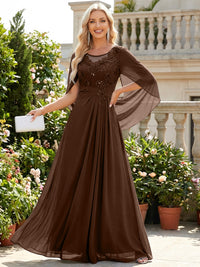 Chiffon Sheath/Column Scoop Neck Floor-Length Mother of the Bride & Groom Dresses with Lace Appliques