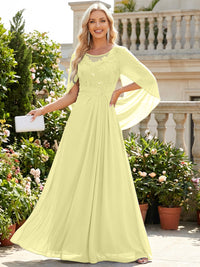 Chiffon Sheath/Column Scoop Neck Floor-Length Mother of the Bride & Groom Dresses with Lace Appliques
