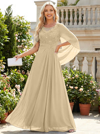 Chiffon Sheath/Column Scoop Neck Floor-Length Mother of the Bride & Groom Dresses with Lace Appliques