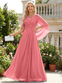 Chiffon Sheath/Column Scoop Neck Floor-Length Mother of the Bride & Groom Dresses with Lace Appliques