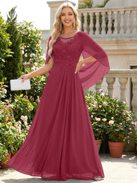 Chiffon Sheath/Column Scoop Neck Floor-Length Mother of the Bride & Groom Dresses with Lace Appliques