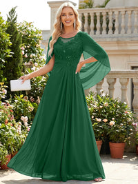 Chiffon Sheath/Column Scoop Neck Floor-Length Mother of the Bride & Groom Dresses with Lace Appliques