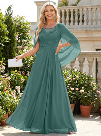 Chiffon Sheath/Column Scoop Neck Floor-Length Mother of the Bride & Groom Dresses with Lace Appliques