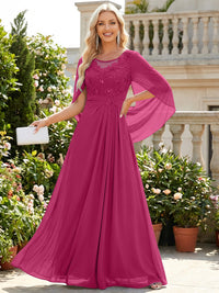 Chiffon Sheath/Column Scoop Neck Floor-Length Mother of the Bride & Groom Dresses with Lace Appliques