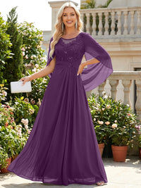 Chiffon Sheath/Column Scoop Neck Floor-Length Mother of the Bride & Groom Dresses with Lace Appliques