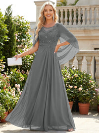 Chiffon Sheath/Column Scoop Neck Floor-Length Mother of the Bride & Groom Dresses with Lace Appliques