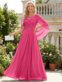 Chiffon Sheath/Column Scoop Neck Floor-Length Mother of the Bride & Groom Dresses with Lace Appliques