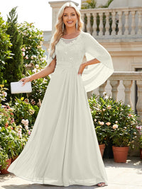 Chiffon Sheath/Column Scoop Neck Floor-Length Mother of the Bride & Groom Dresses with Lace Appliques
