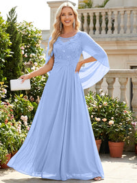 Chiffon Sheath/Column Scoop Neck Floor-Length Mother of the Bride & Groom Dresses with Lace Appliques