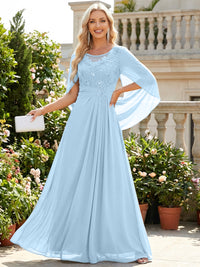 Chiffon Sheath/Column Scoop Neck Floor-Length Mother of the Bride & Groom Dresses with Lace Appliques
