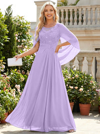 Chiffon Sheath/Column Scoop Neck Floor-Length Mother of the Bride & Groom Dresses with Lace Appliques