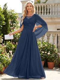 Chiffon Sheath/Column Scoop Neck Floor-Length Mother of the Bride & Groom Dresses with Lace Appliques